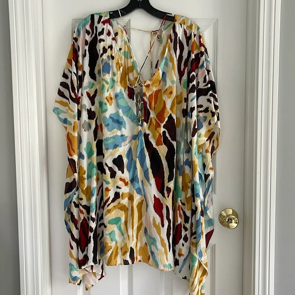 Anthropologie Printed Swim Coverup Strappy Kaftan Style Size XXS/ XS - Picture 3 of 8